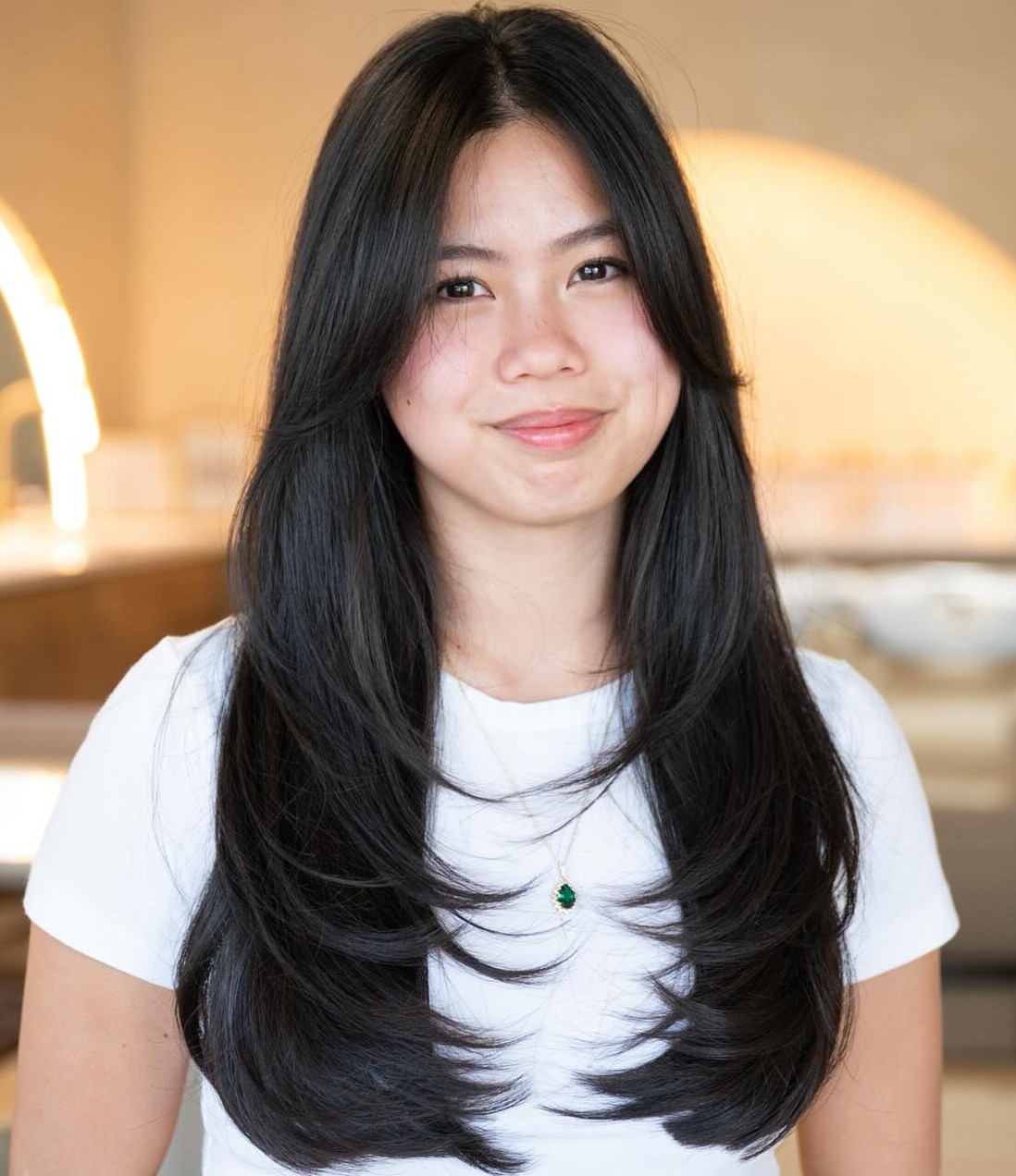 Dark Brown Mid-Back Layers With Face-Framing Curtain Bangs Dark Brown Mid-Back Layers With Face-Framing Curtain Bangs — Winter Haircuts for Women