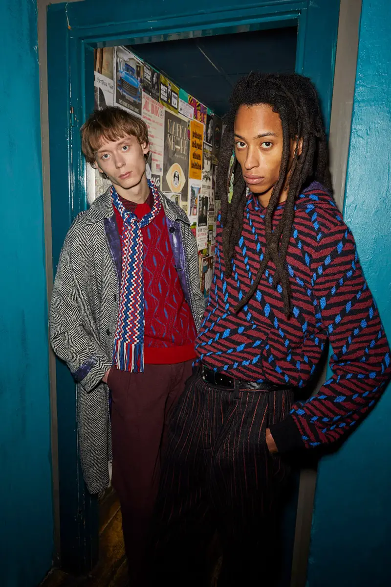 Textured Layers: Patterned Coat and Sweater Textured Layers: Patterned Coat and Sweater — Winter Outfits for Men