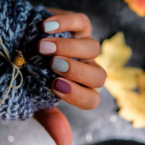 Short Square Muted Winter Colors Short Square Muted Winter Colors — Winter Matte Nails