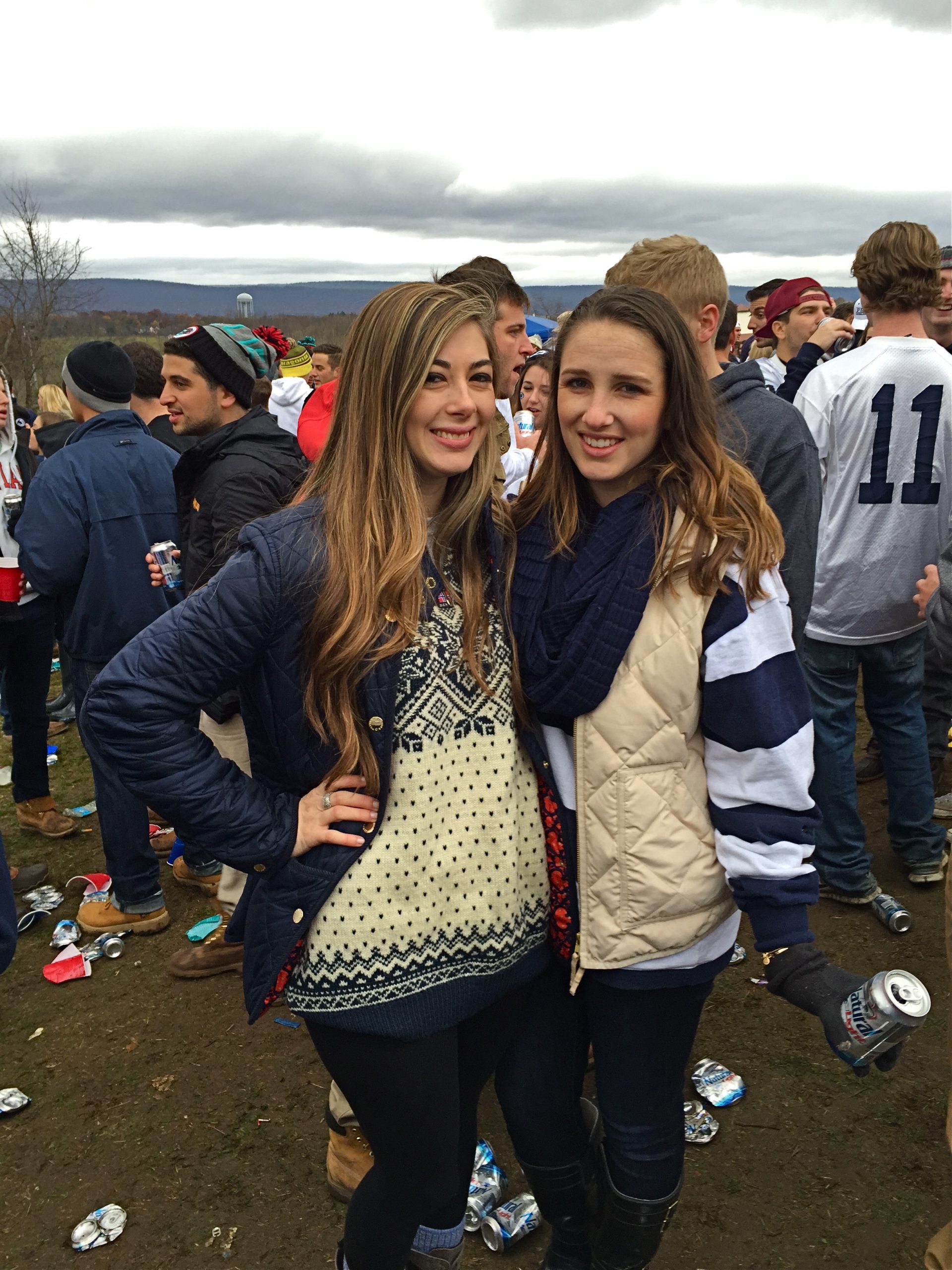 Quilted Jacket and Patterned Sweater for Warmth Quilted Jacket and Patterned Sweater for Warmth — Winter Football Game Outfits