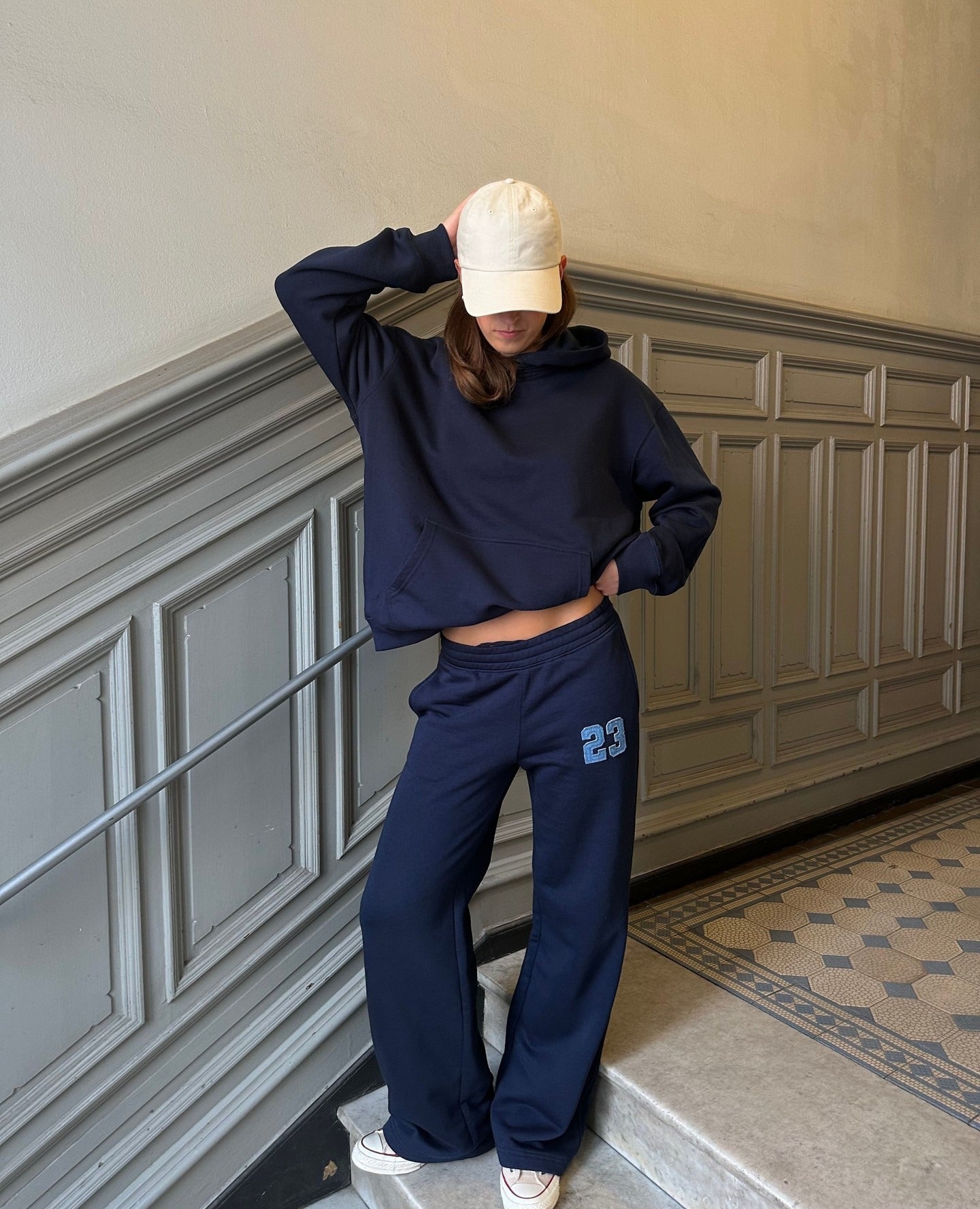 Navy Wide-Leg Sweatpants with '23' Graphic and Hoodie Navy Wide-Leg Sweatpants with '23' Graphic and Hoodie — Sweatpants Outfits
