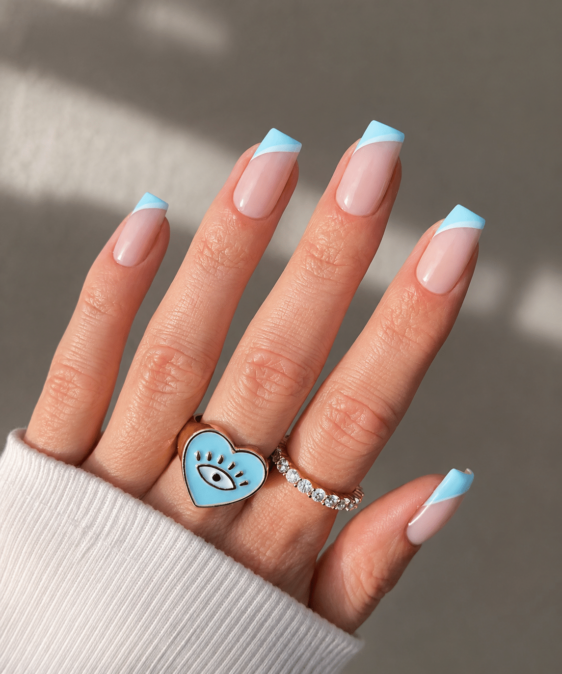 Medium Square Light Blue French Medium Square Light Blue French — French Nail Designs