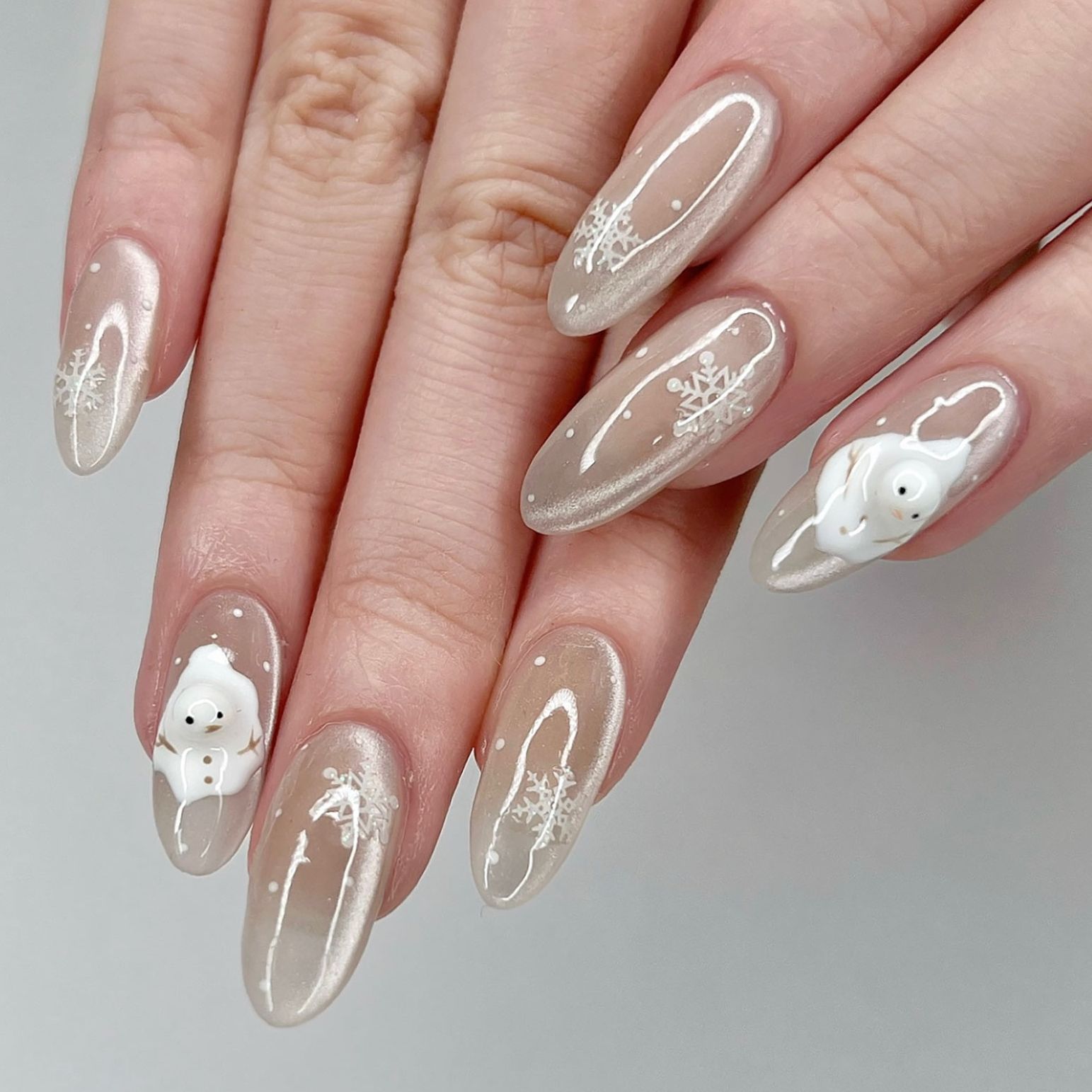 3D Snowman Oval Nails 3D Snowman Oval Nails — Winter Acrylic Nails