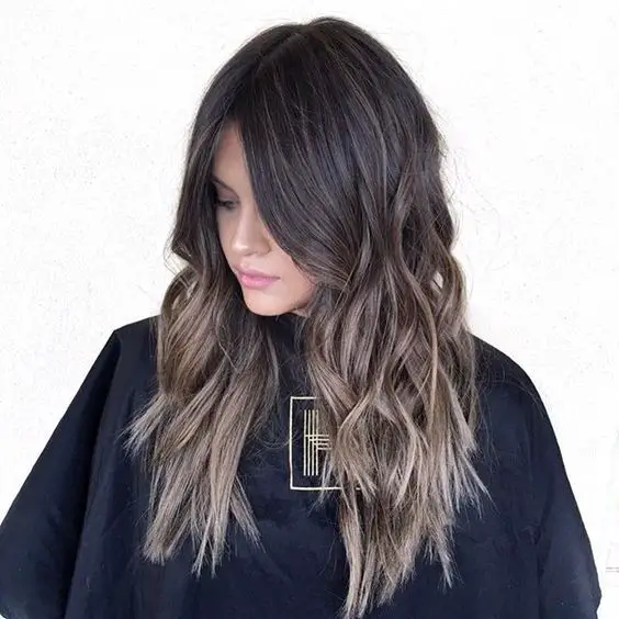 Dark Brown with Cool Ash Blonde Highlights — This Image Shows A Woman With Long Dark Brown with Cool Ash Blonde Highlights — This Image Shows A Woman With Long — True Winter Hair Color