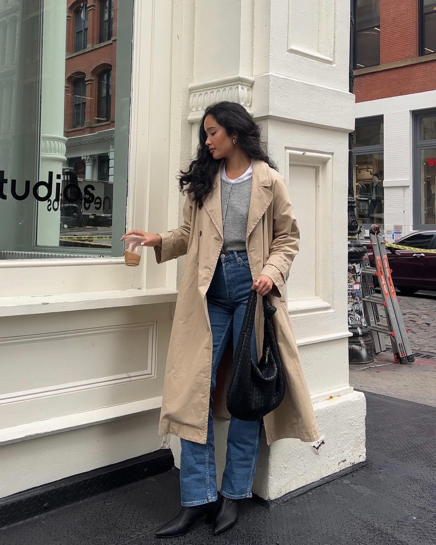 Classic Beige Trench Coat with Hoodie and Ankle Boots — Long Coat Outfits