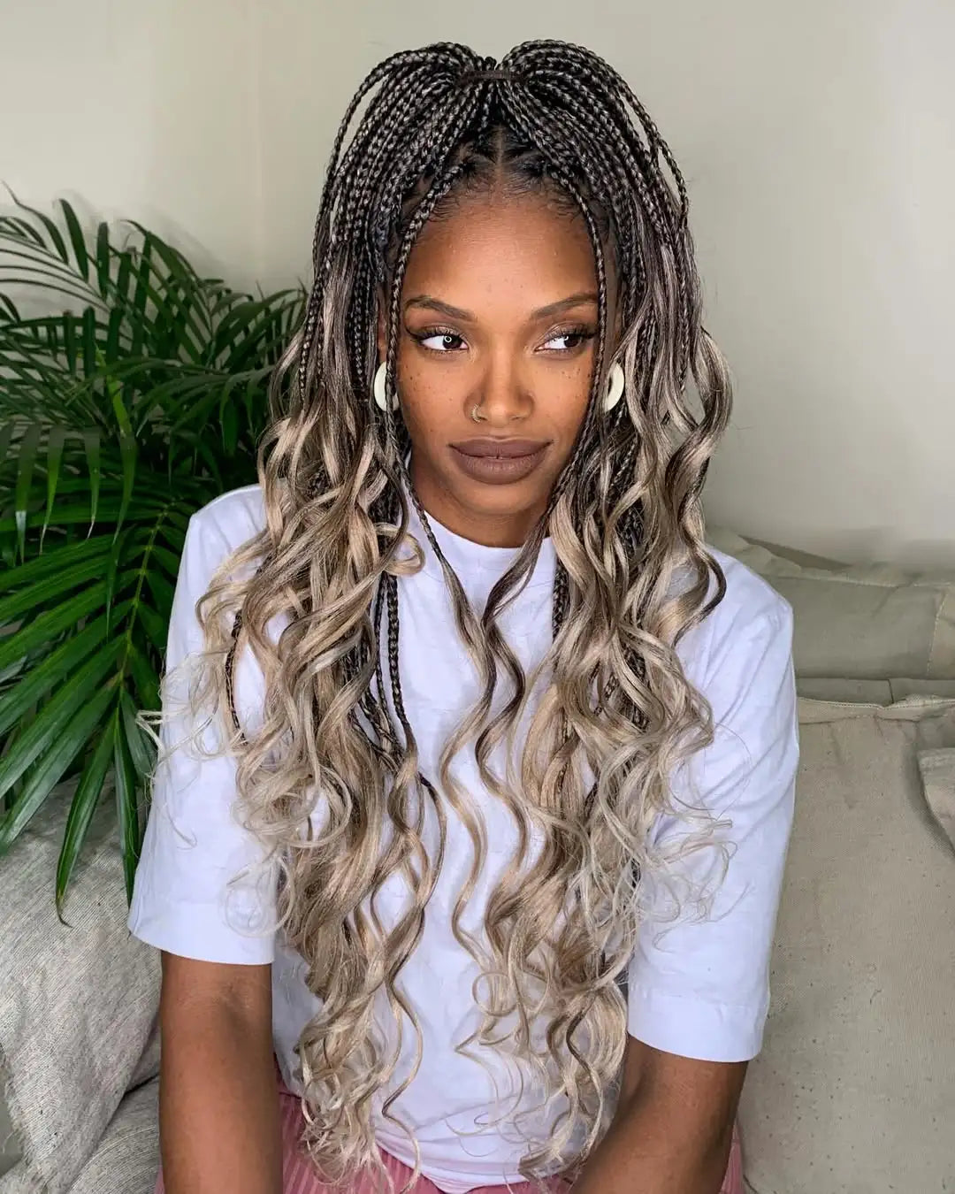 Ombre Box Braids Dark Brown to Blonde — Winter Braid Colors for Black Women