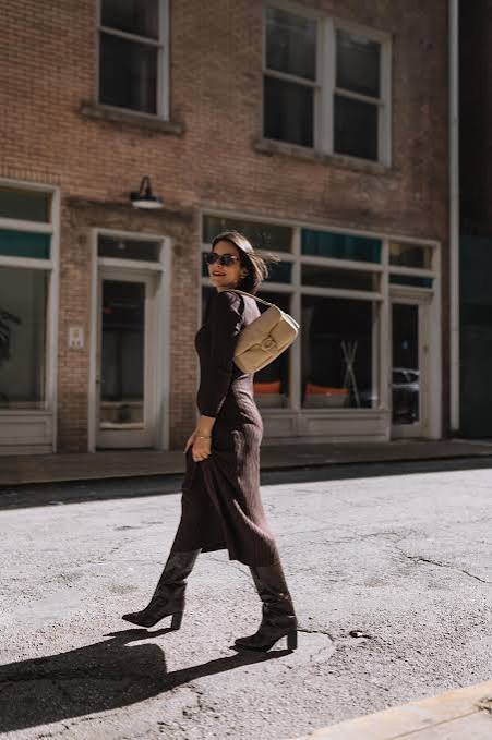Black Heeled Boots Outfit Idea Black Heeled Boots Outfit Idea — Brown Boots Outfits