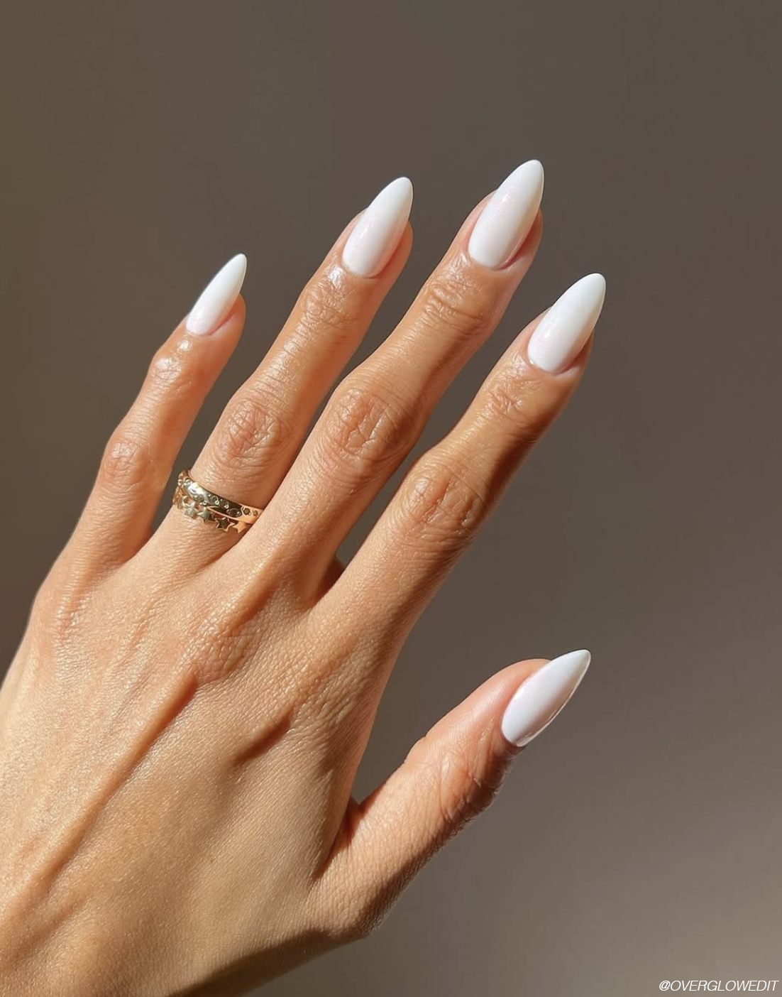 Sharp Almond Shape Visual Idea — Milky White Nails