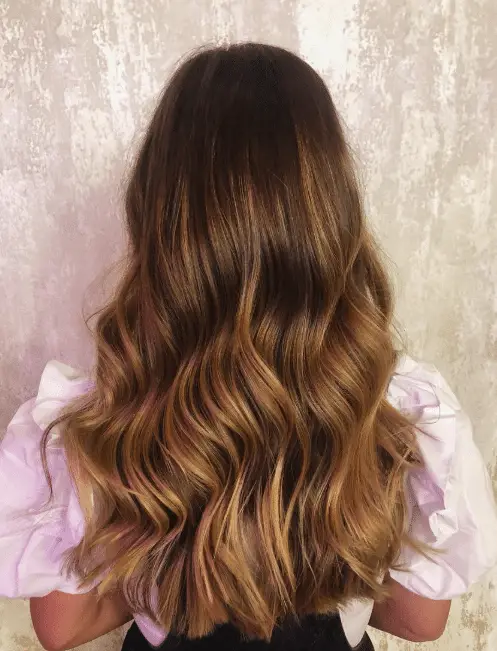 Dark Brown With Caramel Rose Gold Dark Brown With Caramel Rose Gold — Reverse Balayage