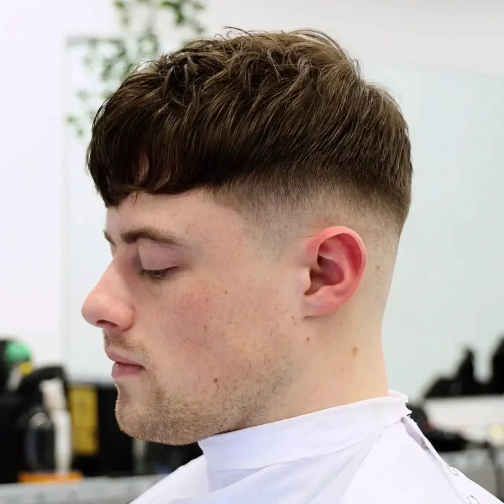 Short On Sides And Back Longer On Top Dark Brown Textured Crop Fade Short On Sides And Back Longer On Top Dark Brown Textured Crop Fade — Winter Haircuts for Men
