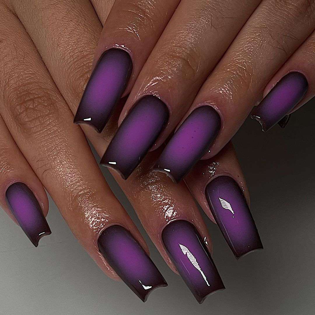Purple Ombre Glossy Coffin Nails Purple Ombre Glossy Coffin Nails — Coffin Nail Designs