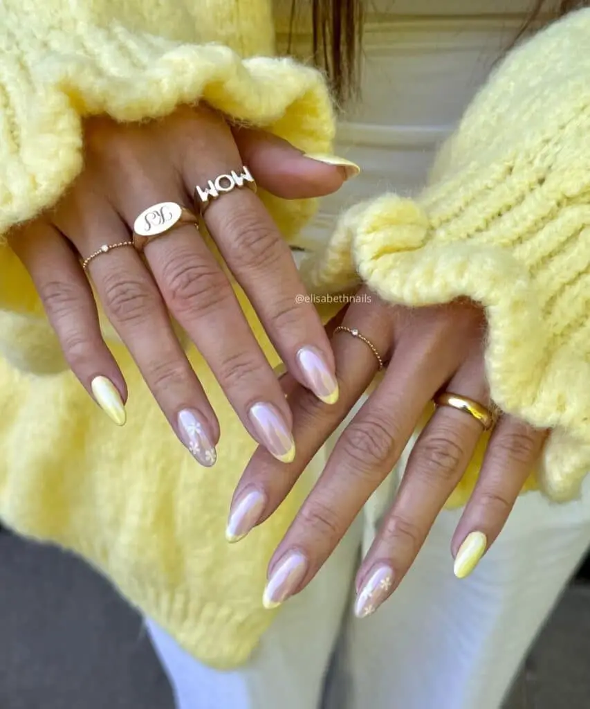 Medium Almond Iridescent Finish Medium Almond Iridescent Finish — Yellow Nail Designs