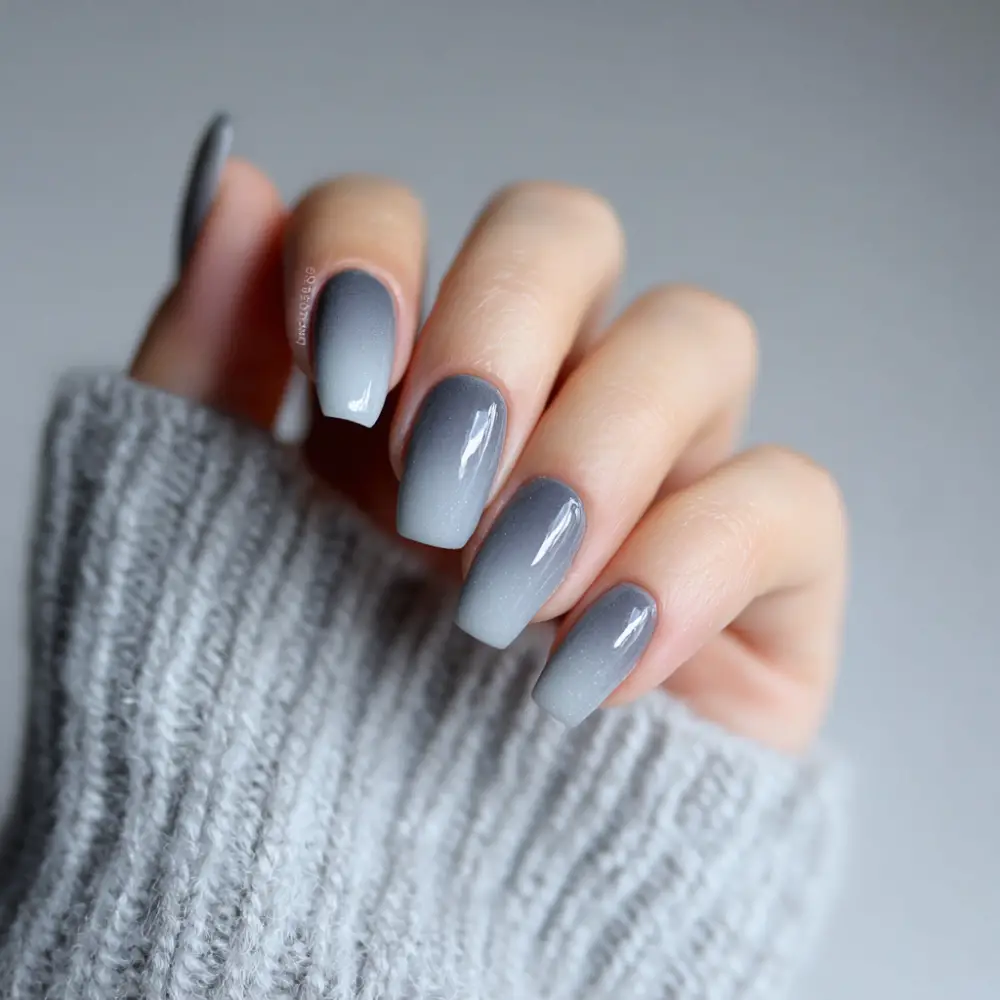 Grey to White Ombre Square Nails Grey to White Ombre Square Nails — Winter Gray Nails
