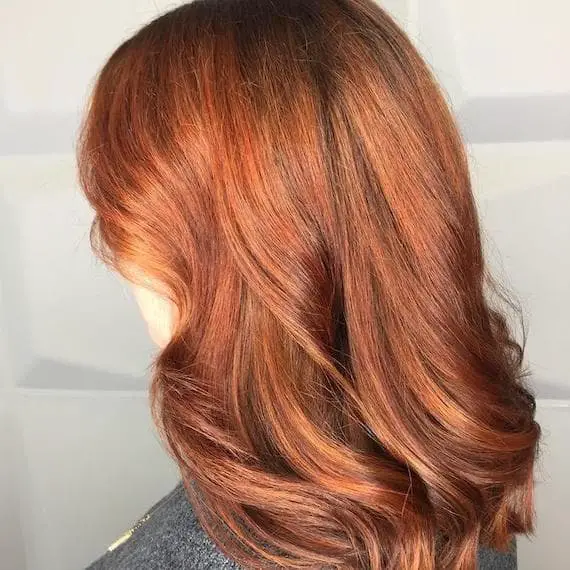 Collarbone Copper Red with Lighter Highlights Collarbone Copper Red with Lighter Highlights — Winter Red Hair Colors