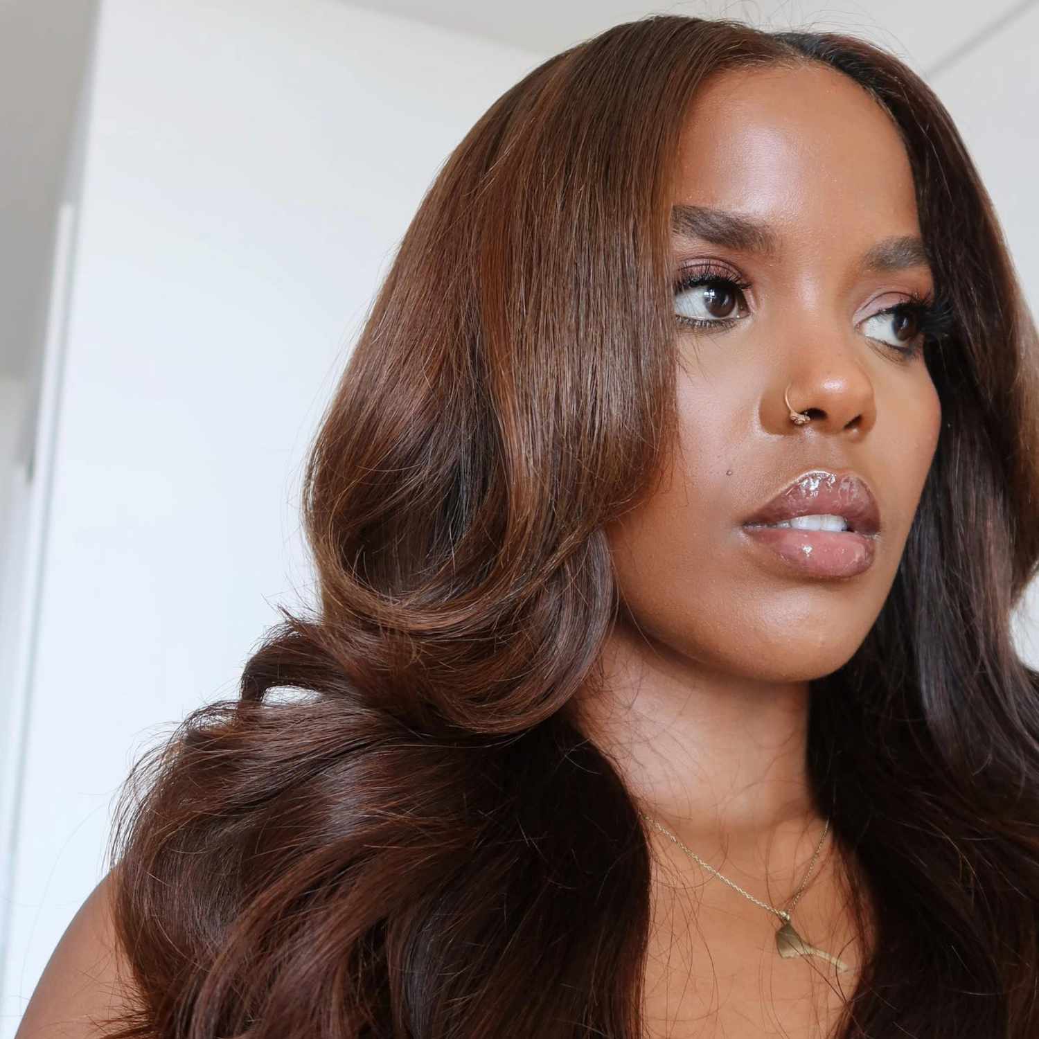 Medium Brown With Auburn Highlights Blowout Medium Brown With Auburn Highlights Blowout — Winter Auburn Hair Color