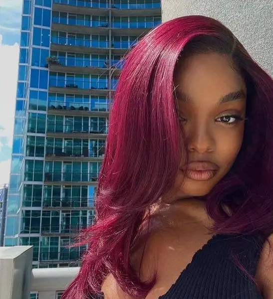 Front View Slight Side Profile Visual Idea Front View Slight Side Profile Visual Idea — Burgundy Hair Color