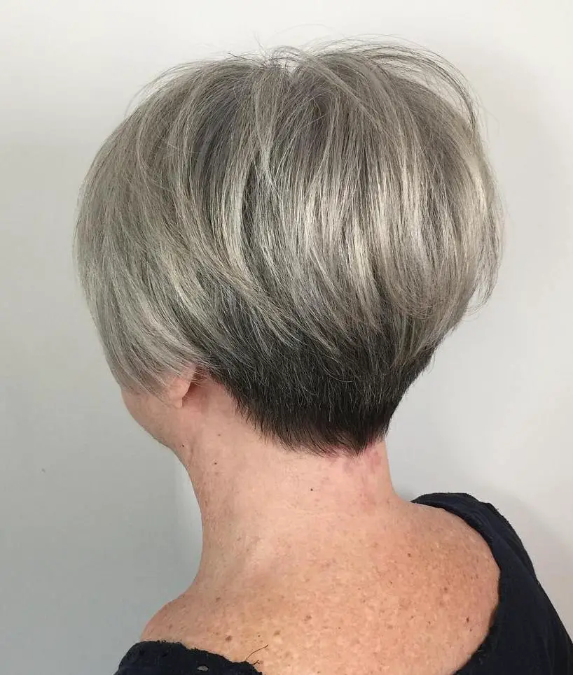 Silver Stacked Bob — Winter Hairstyles for Women Over 70