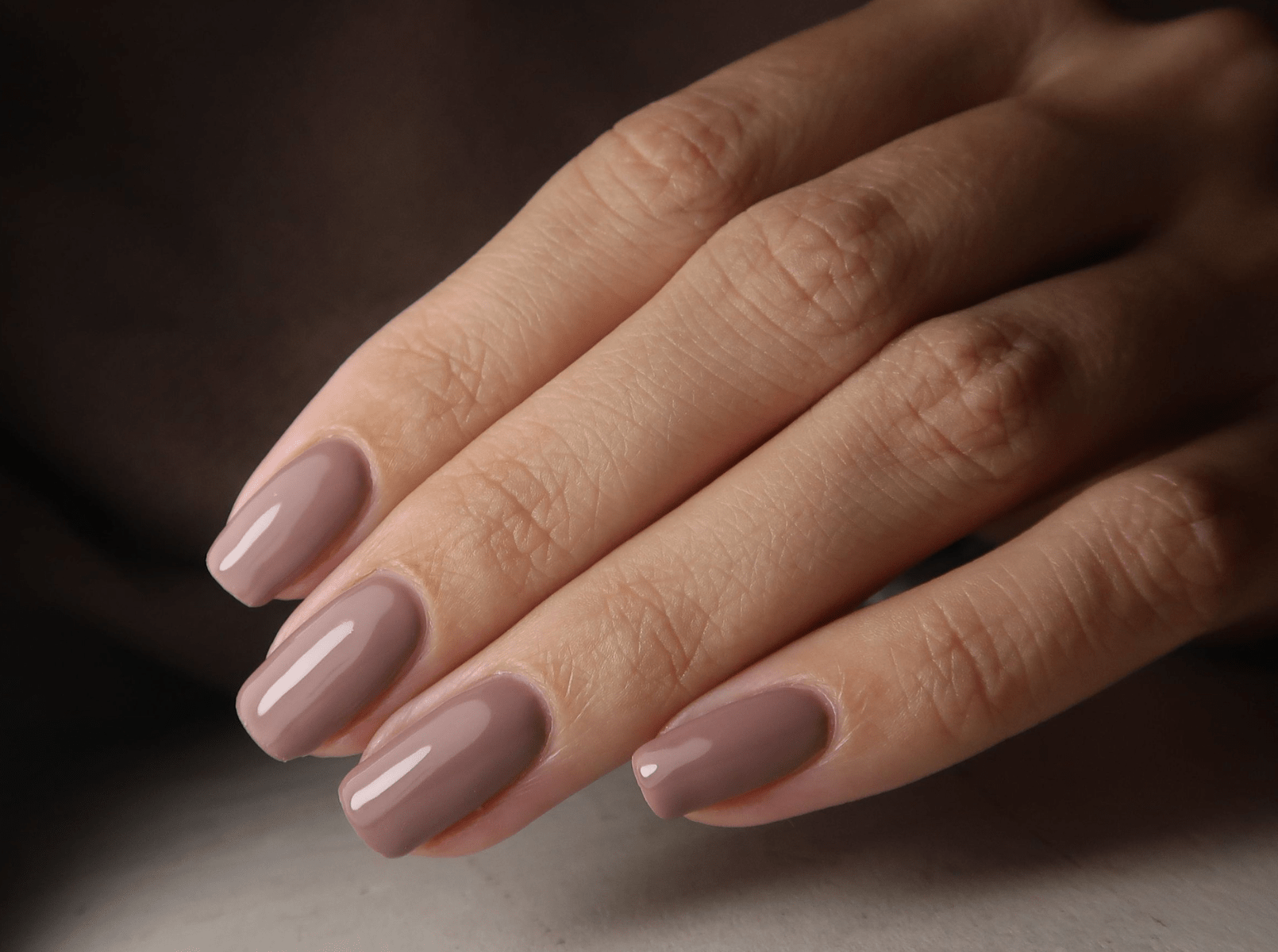 Glossy Muted Taupe Squoval Nails Glossy Muted Taupe Squoval Nails — Mocha Nails