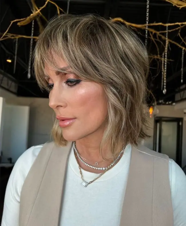 Chin Length Ash Blonde Shag — Winter Haircuts for Women Over 40