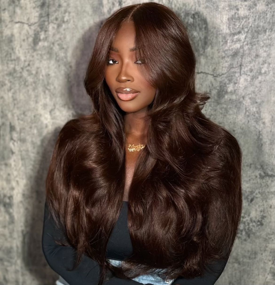 Rich Dark Brown With Face-Framing Layers — Deep Winter Hair Color