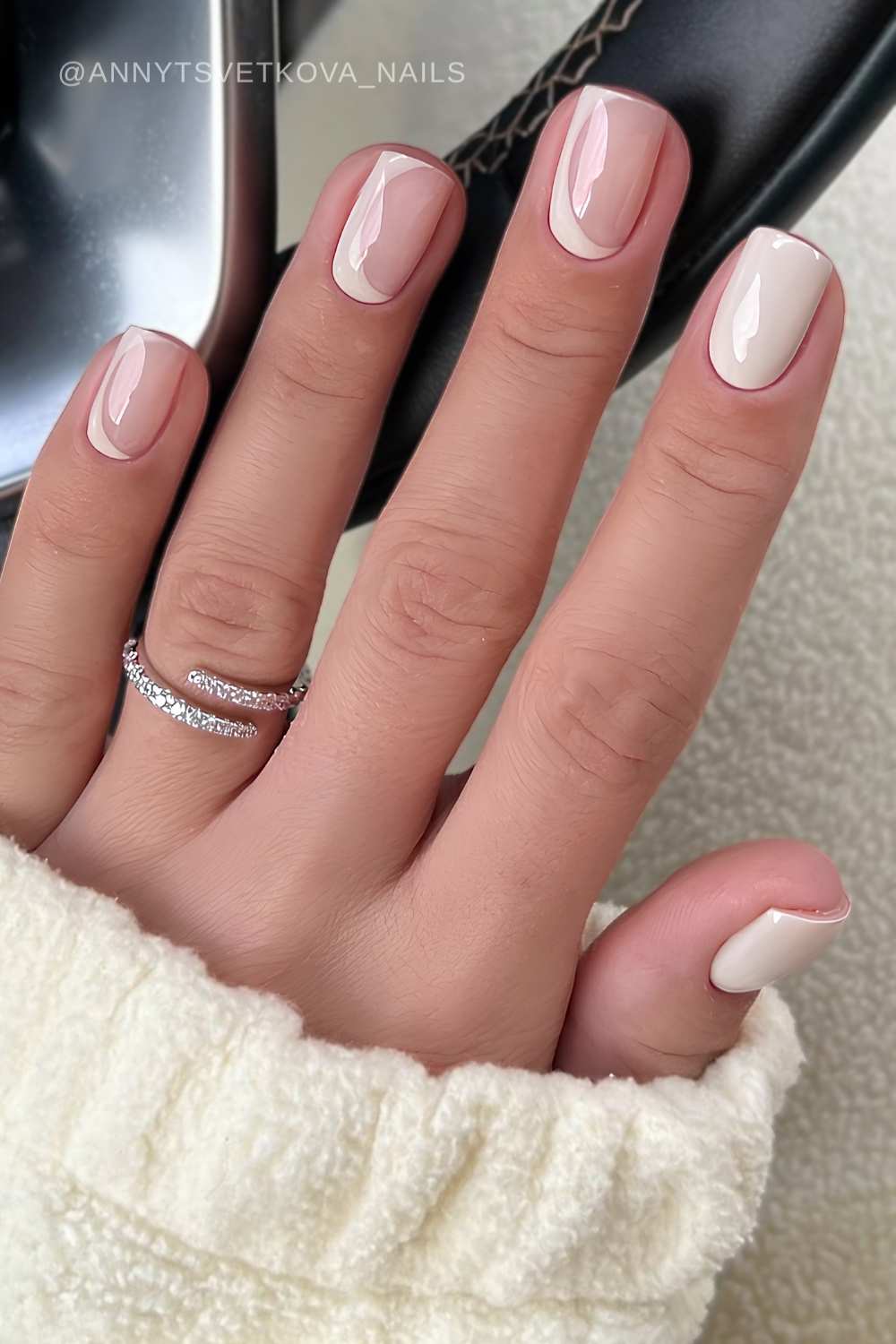 Short Square Nude Pink French Short Square Nude Pink French — Natural Winter Nails