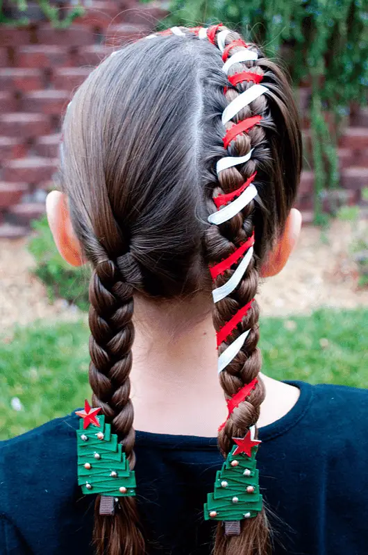 Braids With Christmas Charms — Winter Hairstyles for Kids