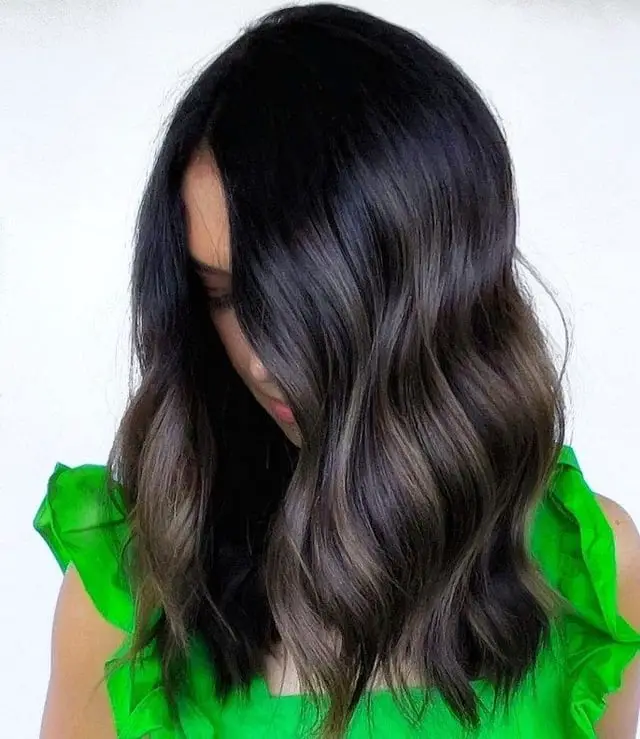 Collarbone Dark Ash Brown Lob With Highlights Collarbone Dark Ash Brown Lob With Highlights — Ash Brown Hair