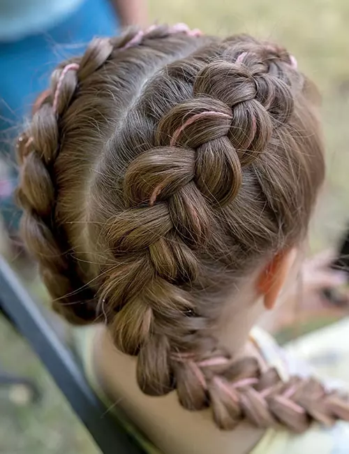 Dark Brown Dutch Braids Accent — Winter Hairstyles for School