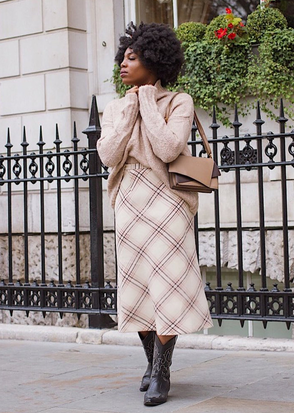 Cozy Plaid Midi Skirt Paired with Chunky Knit Sweater Cozy Plaid Midi Skirt Paired with Chunky Knit Sweater — December Outfits