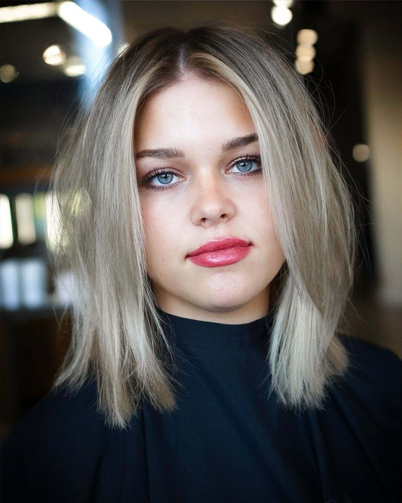 Ash Blonde Lob With Textured Waves Ash Blonde Lob With Textured Waves — Medium Length Winter Haircuts