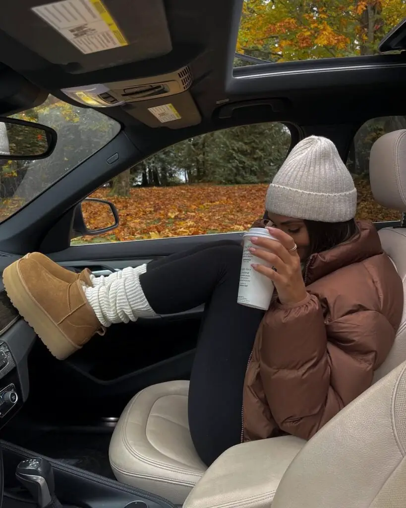 Platform Uggs with Leg Warmers and Puffer Jacket — Ugg Boots Outfits