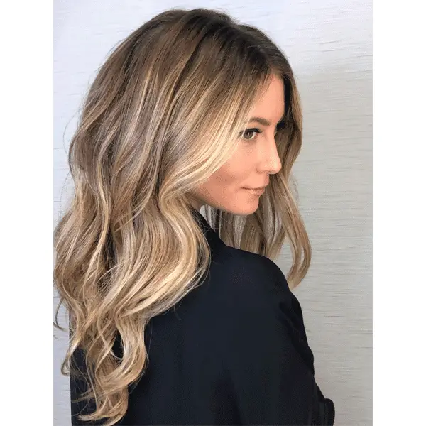 Wavy Blowout Visual Idea Wavy Blowout Visual Idea — Blonde to Brunette Hair