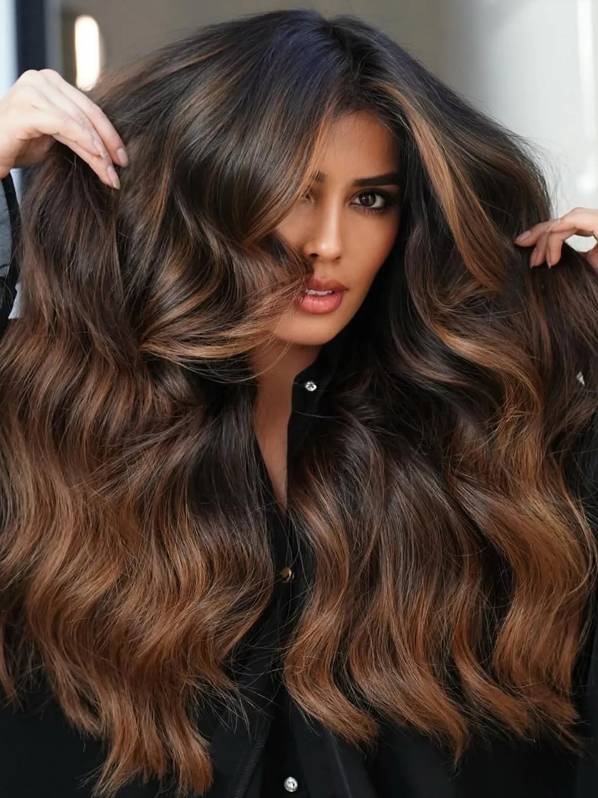 Mid-Back Espresso Volume With Highlight Dimension Mid-Back Espresso Volume With Highlight Dimension — Espresso Brown Hair