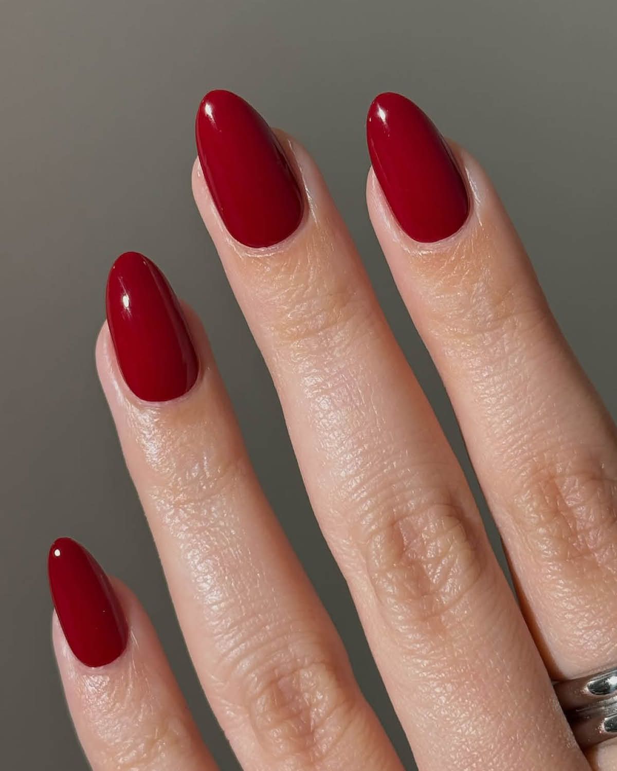 Vibrant Classic Red Almonds Vibrant Classic Red Almonds — Winter Red Nails