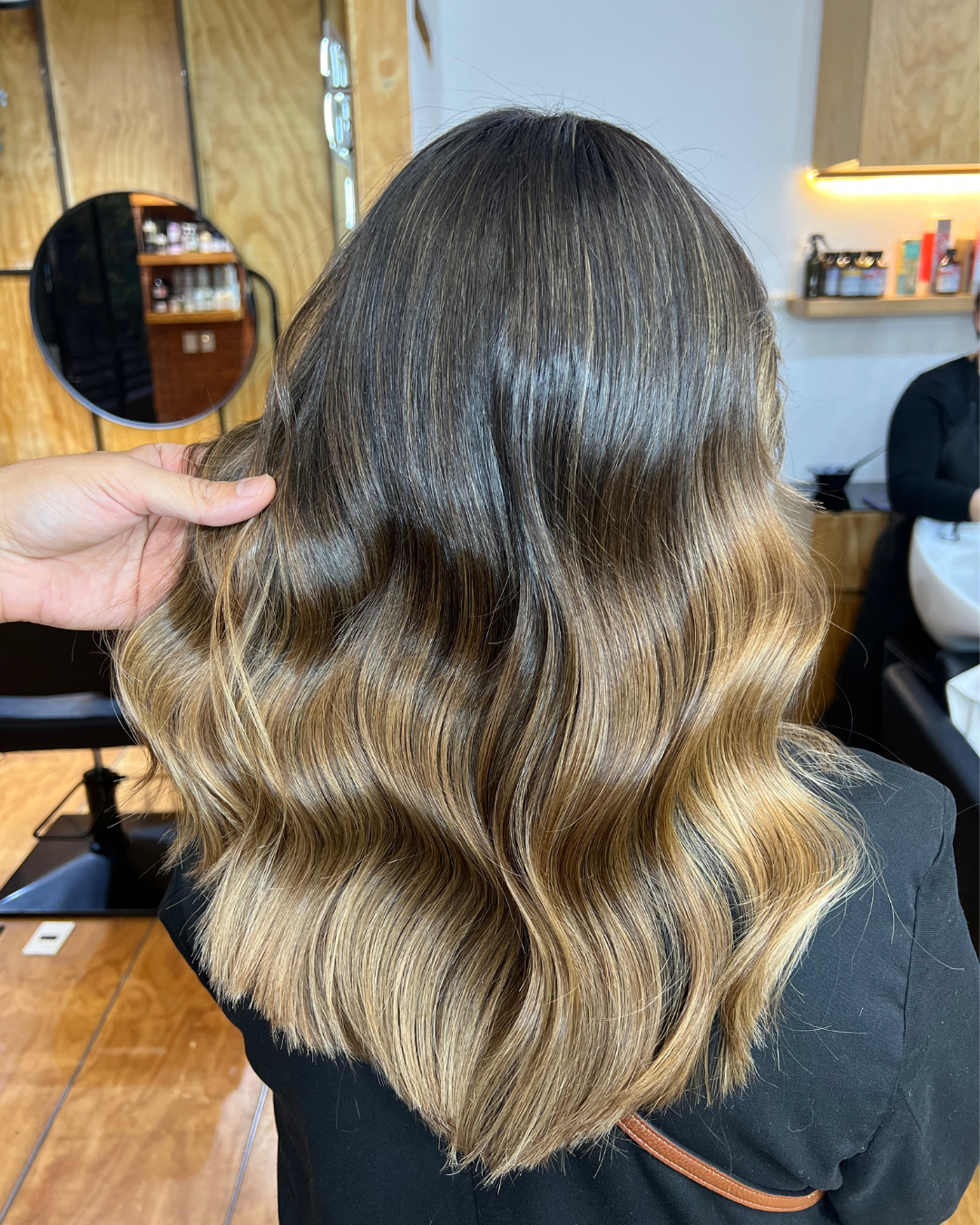 Dark Brown to Golden Blonde Balayage Dark Brown to Golden Blonde Balayage — Winter Ombre Hair