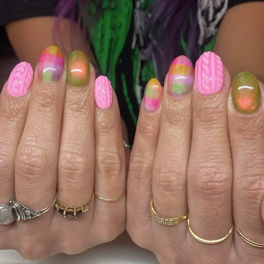 Matte Texture Iridescent Shimmer Visual Idea — Sweater Nails