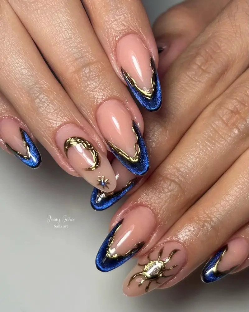 Evening Special Event Visual Idea — Navy Blue Nails