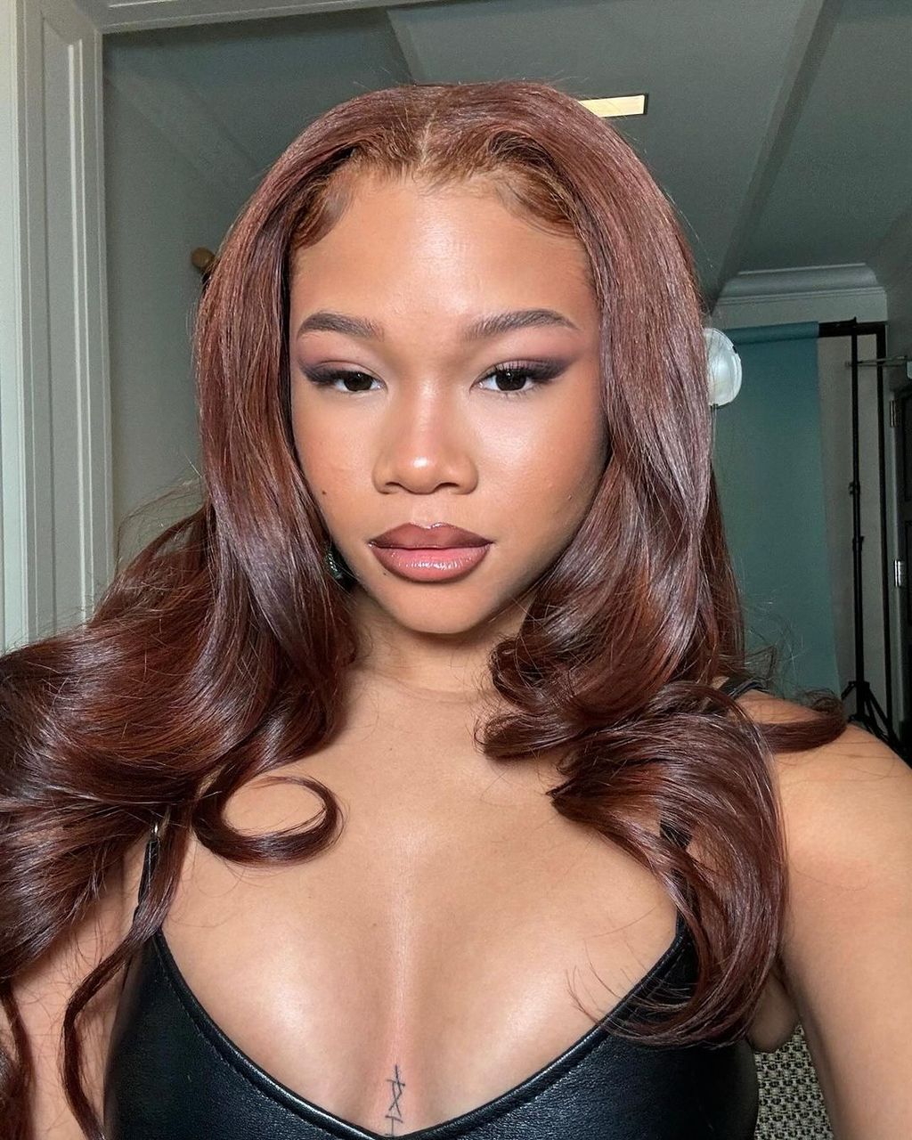Rich Chocolate Auburn Flowing Waves Rich Chocolate Auburn Flowing Waves — Winter Auburn Hair Color