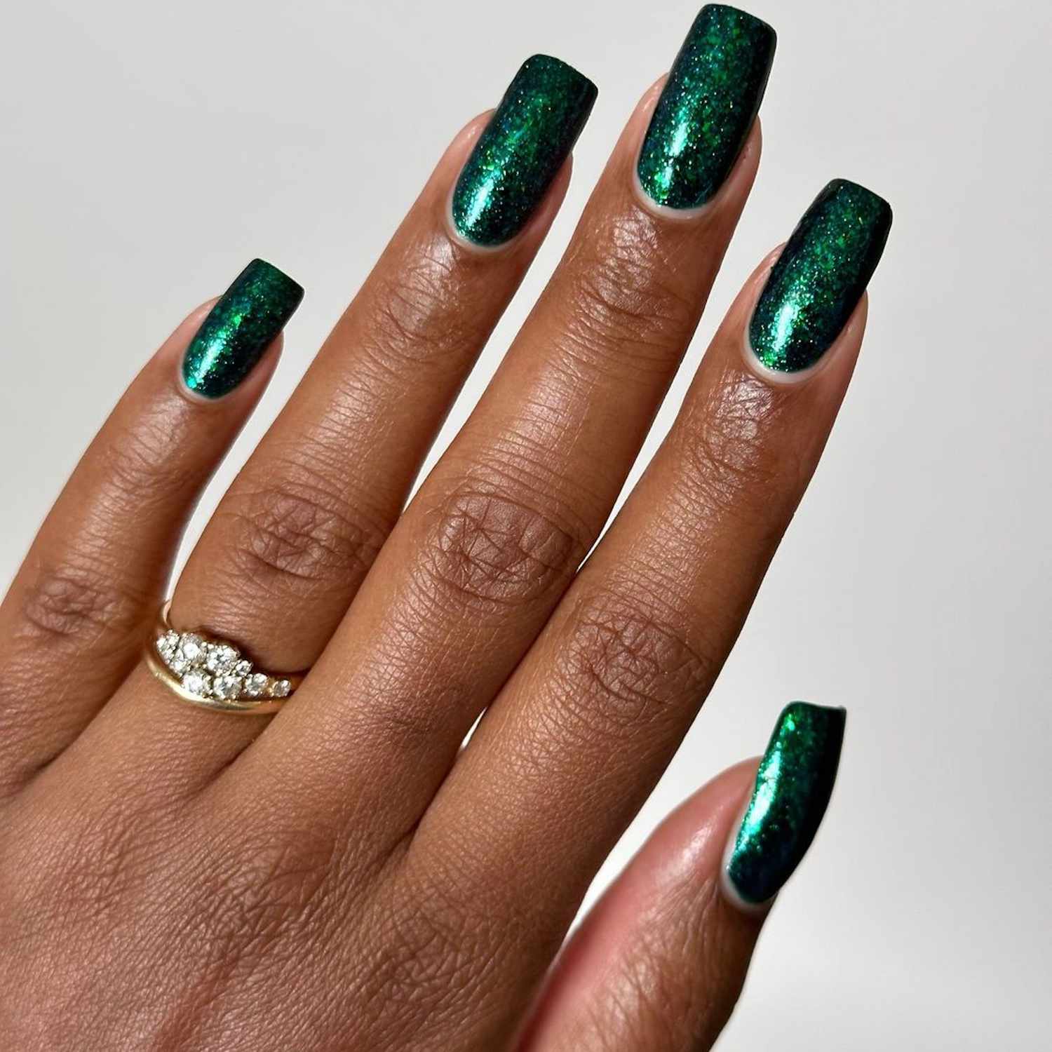 Emerald Glitter Sparkle Square Nails Emerald Glitter Sparkle Square Nails — Winter Green Nails