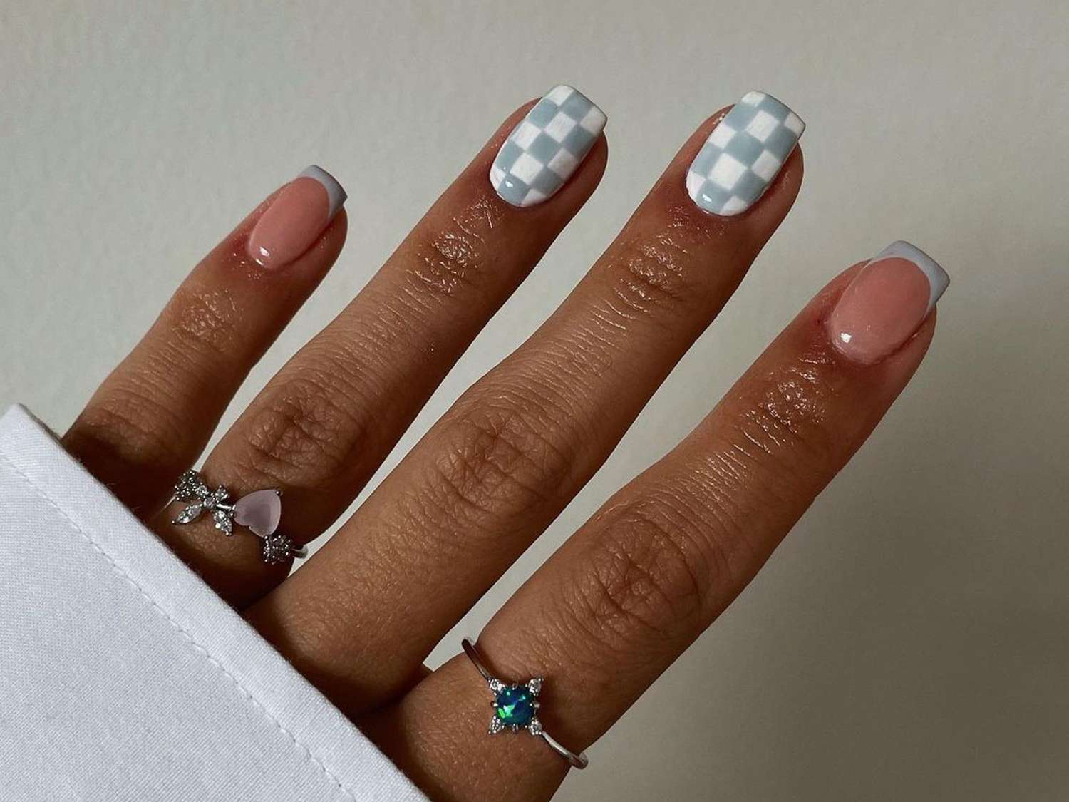 Dark Grey Glitter French Tip Oval Nails Dark Grey Glitter French Tip Oval Nails — Winter Gray Nails