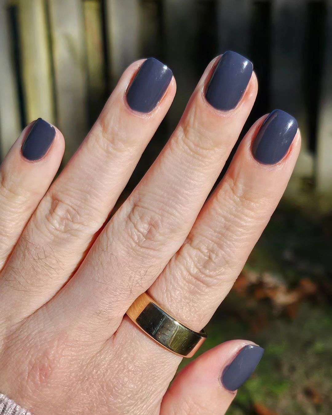Muted Grey-Blue Squoval Nails Muted Grey-Blue Squoval Nails — Winter Nail Colors for Women Over 50