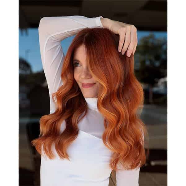 Collarbone Layers With Vibrant Copper Balayage Collarbone Layers With Vibrant Copper Balayage — Winter Copper Hair Color