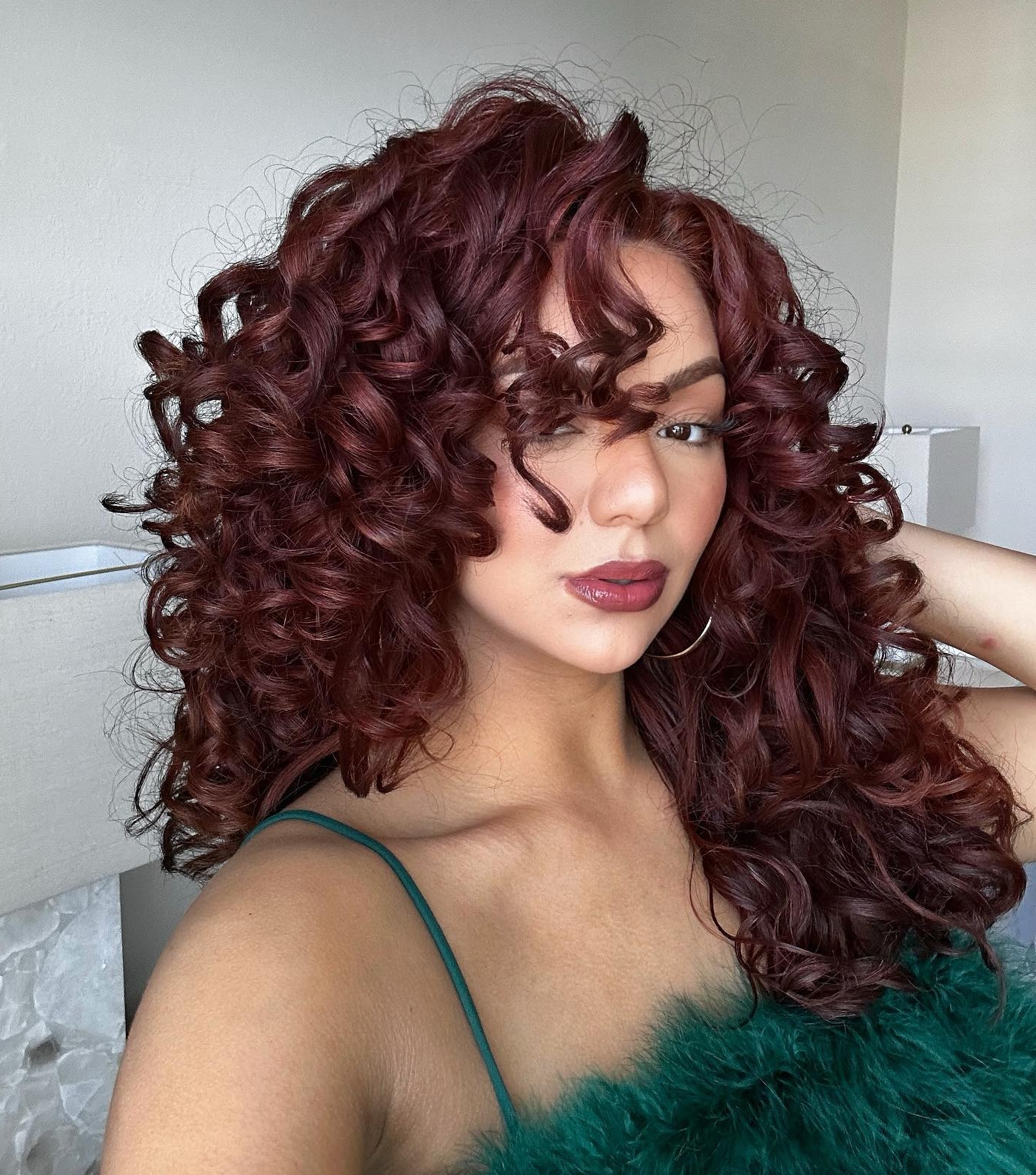 Mahogany Curls With Red Undertones Mahogany Curls With Red Undertones — Mahogany Hair Color
