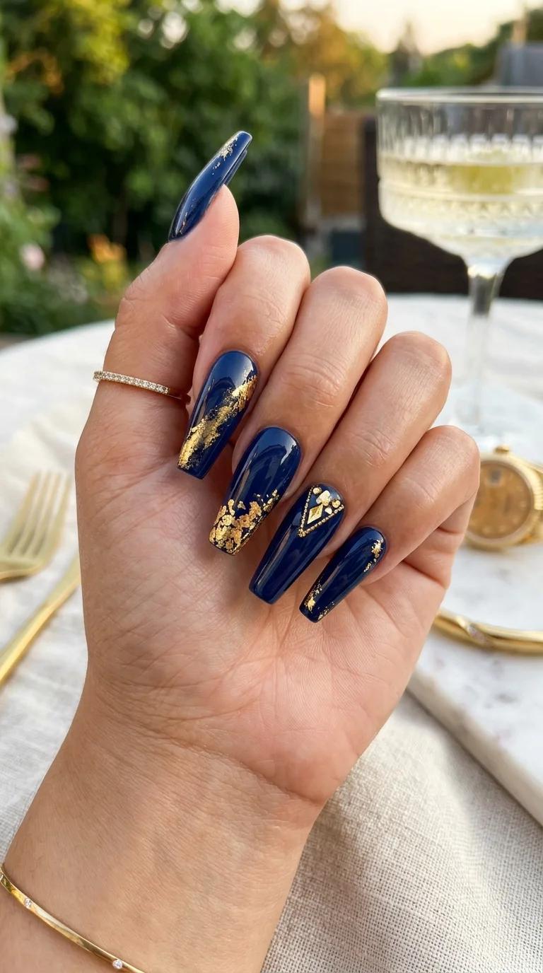 Glossy Visual Idea — Navy Blue Nails