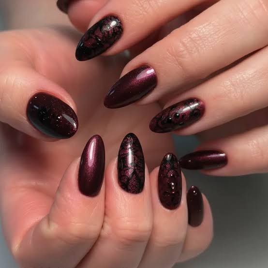 Dark Feminine Nails: Moody Almond Designs for 2026 | Mirellé Inspo