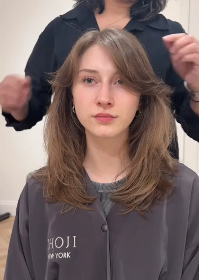 Mid-Back Layered Cut With Blowout — Winter Haircuts for Thin Hair