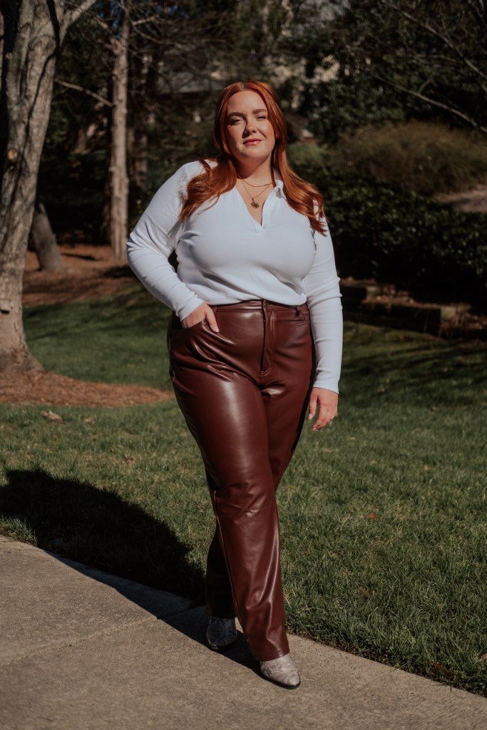 How To Wear Leather Pants This Spring - Plus Size Blogger @lolo_russell