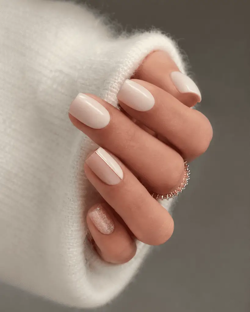Short Square Nails With Minimalist Art Short Square Nails With Minimalist Art — Neutral Nail Colors