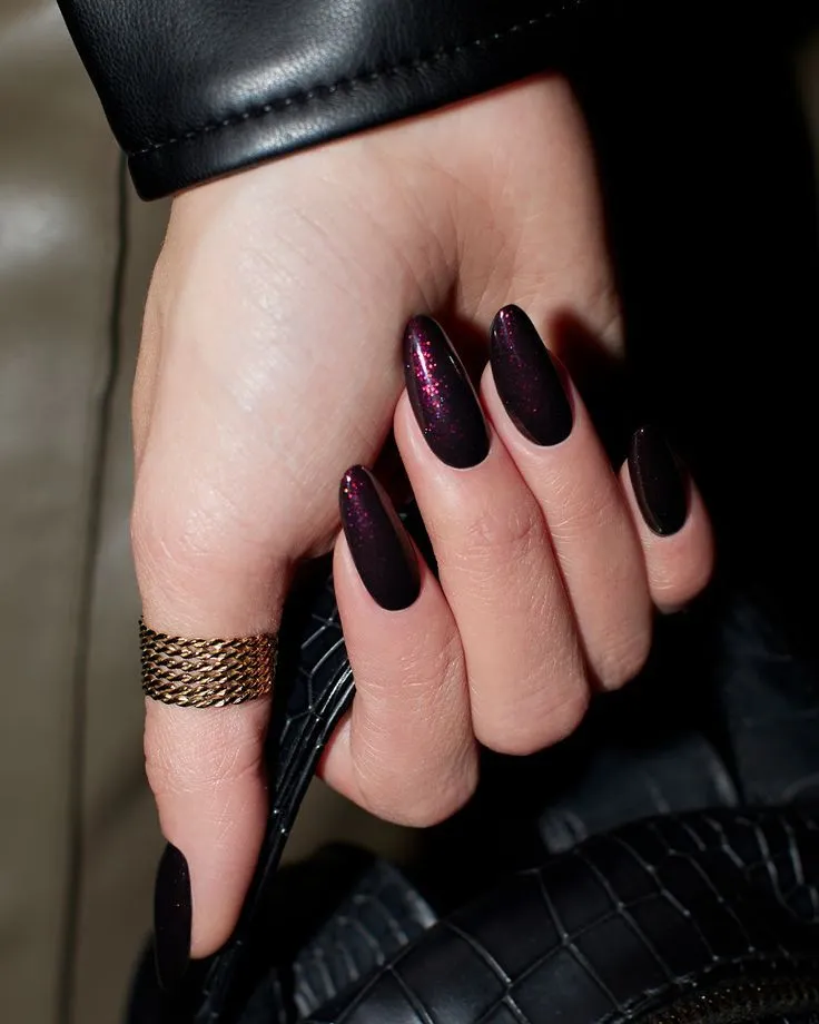 Glitter Accents On Accent Nails Visual Idea — Dark Winter Nails