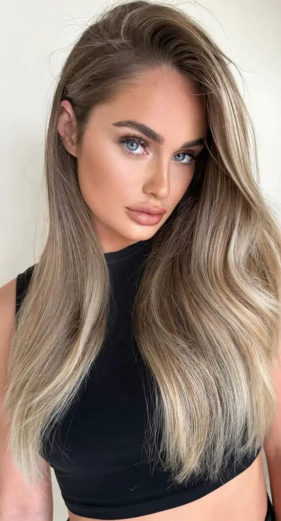Ash Blonde With Subtle Highlights Collarbone Ash Blonde With Curtain Bangs Ash Blonde With Subtle Highlights Collarbone Ash Blonde With Curtain Bangs — Winter Hair Colors for Blue Eyes